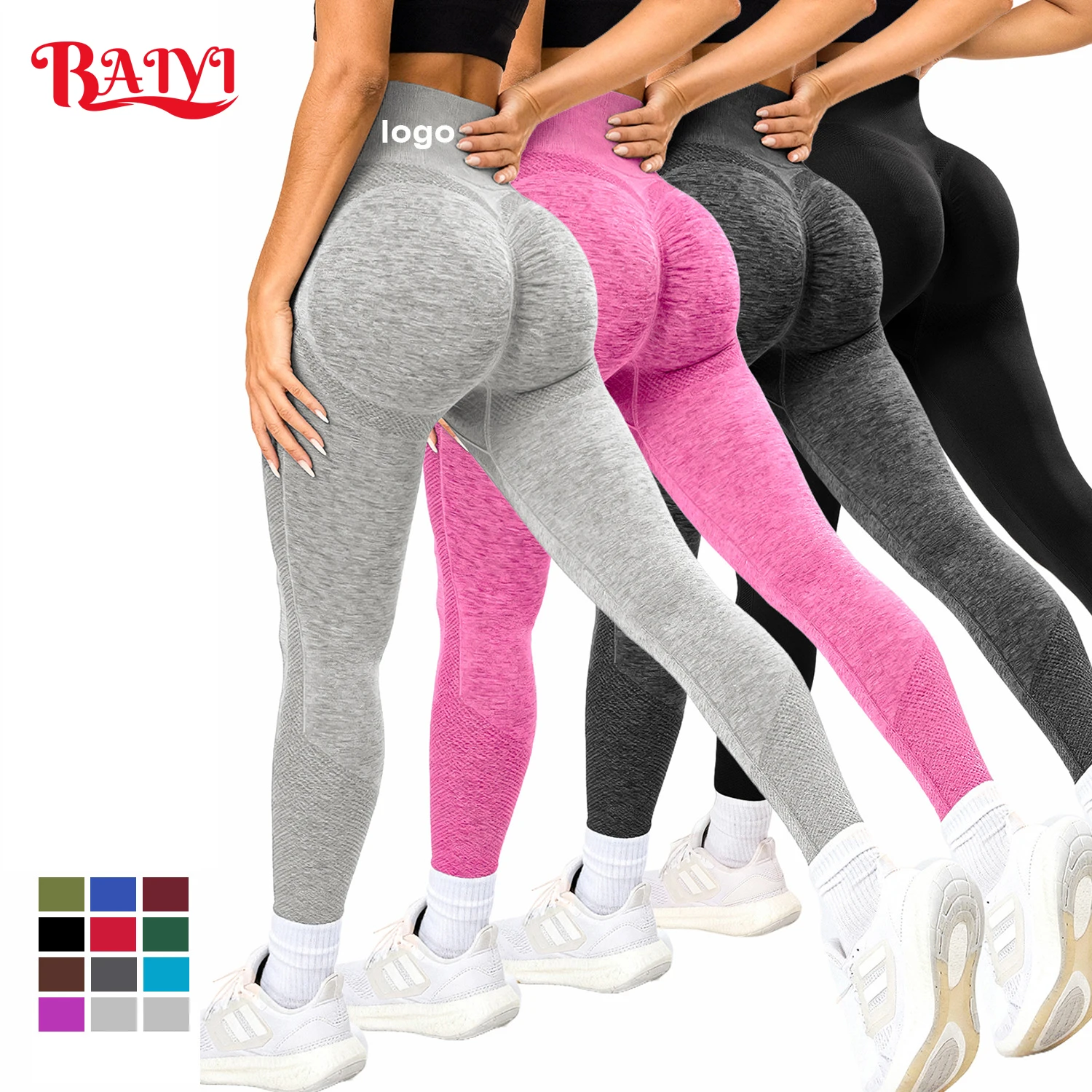 Multicolor Women Seamless High Waist Yoga Pants Custom Butt Lifting Quick Dry Slim Fit Workout Running Athletic Fitness Leggings