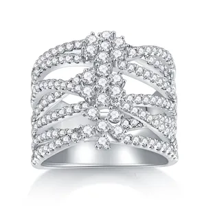 Jiufactory fabrika moissanite elmas yüzük kadınlar için 925 ayar gümüş Moissanite nişan yüzüğü