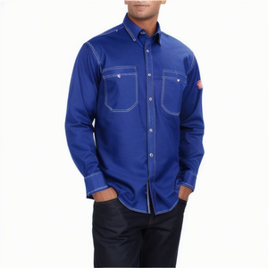 Camisa de Trabajo para Campos Petroleros, Color Caqui/Negro, 100% Algodón, Resistente al Fuego (NFPA 2112 FR), para Soldadura, Venta al Por Mayor - Product Image 2