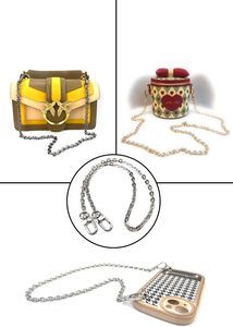 Chaîne de sac à main plate ovale en métal arc-en-ciel Versakits avec fermoirs mousquetons, poignée de remplacement en chaîne pour sacs à main et pochettes - Product Image 5