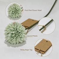 Vente en gros de fleurs artificielles en pompon de chrysanthème à boule unique de 32 cm, couleur et emballage personnalisés pour la décoration d'arrangements floraux