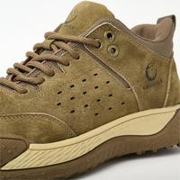 Chaussures de sécurité de travail en cuir de vache respirant léger de couleur unie avec embout en acier anti-écrasement en gros
