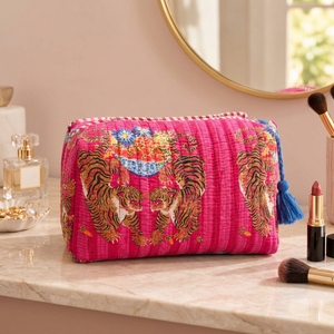 Bolsa de Cosméticos Pequeña con Estampado de Tigre Bohemio, de Algodón Ecológico, Impermeable, con Borla y Cierre, Portátil, para Viaje - Product Image 4