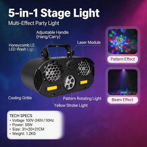 Nouvelle lumière de scène LED DMX512 5-en-1 avec effets papillon et faisceau RGBW activés par le son pour DJ, soirées et discothèques - Product Image 3