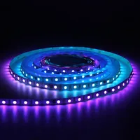 Bande lumineuse LED adressable 12mm SMD 5050 RGBCCT-IC DC12/24V IP20 WS2811 à effet cascade pour éclairage paysager
