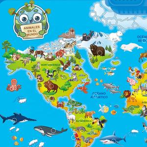 Tapete <span class=keywords><strong>de</strong></span> Aprendizaje del Español, <span class=keywords><strong>Mapa</strong></span> del Mundo Animal para Niños, Tapete <span class=keywords><strong>de</strong></span> Aprendizaje <span class=keywords><strong>de</strong></span> Idiomas - Product Image 2