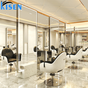 KISEN Stainless Steel Salon Display Cabinet Dressing <b>Table</b> And Storage Shelves Two-way Bathroom Makeup For Barber Shop Use - Product Image 4