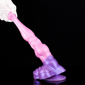 Dildo realista de fantasía con forma de pene de caballo, con ventosa, de silicona, con nudo, multicolor, rosa, juguetes sexuales para mujeres - Product Image 6