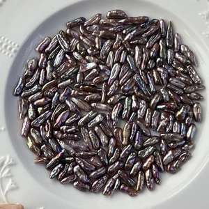 Perles d'eau douce naturelles baroques en vrac, petites, argentées, à fort éclat, 5-7 mm de largeur, plus de 2 cm de longueur - Product Image 3