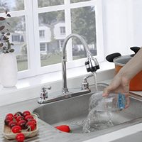 Robinet de cuisine moderne à 3 trous et double poignée en alliage de zinc pour évier, mitigeurs d'eau de cuisine extractibles