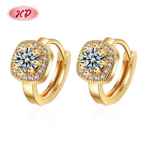 Wholesale Classic Usa Square Earrings With Aaa Cz 18K Gold Plated Huggie Earrings For Women