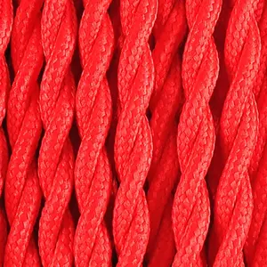 Red colour twisted colored extension cord plaited colourful electrical wire braided cable