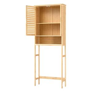 Bamboo Bathroom Cabinet With 2 Shelves <b>Storage</b> <b>Unit</b> For Toilet And <b>Laundry</b> Minimalist Design - Product Image 1