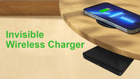 Nouvelle version OEM – Chargeur sans fil invisible 50 mm max. pour meubles, sans perçage ni découpe, longue portée
