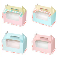 Boîte en papier rose de luxe en gros avec fenêtre, poignées, dossiers, logo personnalisé, lamination mate, gaufrage pour l'emballage de pain, de mousse et de gâteaux