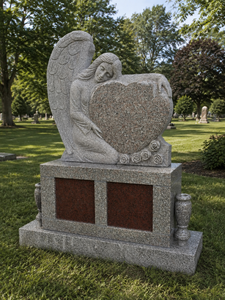 Lápidas con diseño de ángel personalizadas, monumentos funerarios tradicionales americanos hechos a mano para cementerio - Product Image 3