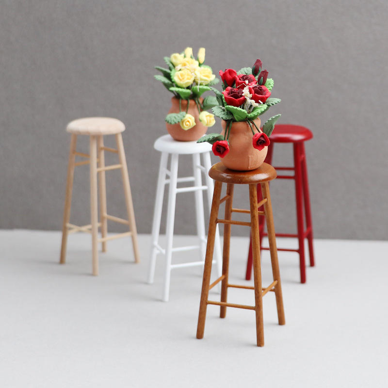 Mini Bar Stool Bar Counter High Stool Crafts Doll House Furniture