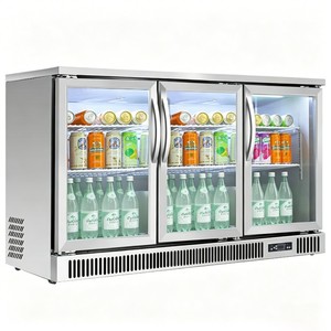 Large Capacity 3 Glass Door Beverage Display Showcase Stainless Steel Single-Temperature Fan Cooling Back <b>Bar</b> Beer Cooler <b>Fridge</b> - Product Image 1