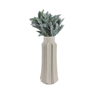 Vaso Sfaccettato con Dettagli a Pannelli Verticali, Vaso Decorativo per Fiori, Elemento d'Accento per Soggiorno - Product Image 2