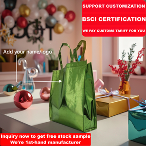 Bolsa <span class=keywords><strong>de</strong></span> Regalo Personalizada <span class=keywords><strong>de</strong></span> Tela No Tejida Reutilizable <span class=keywords><strong>para</strong></span> Bodas y Fiestas, con Recubrimiento Metálico Verde Brillante - Product Image 2
