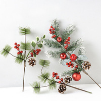 Branches d'aiguilles de pin vertes artificielles, fausses feuilles vertes, pics de pin pour guirlande de Noël, couronne, décoration