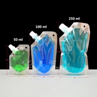 Pochette d'emballage liquide en plastique pour boissons et jus avec bouchon à calibre, 50 ml, 100 ml, 250 ml, 500 ml