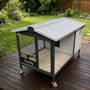 Villa Moderna de Lujo para Perros, Impermeable, con Diseño Rectangular Plegable de Madera y Acero Inoxidable, para Todas las Estaciones, para Razas Pequeñas y Grandes - Product Image 6