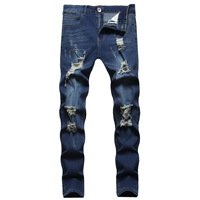 Offre Spéciale haute qualité Designer Rock Revival déchiré Smog hommes jean droit Hip-Hop Style lavé Denim jean respirant solide