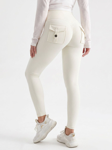 Wholesale <strong>Womens</strong> <strong>Cargo</strong> Yoga Pants High Waist Scrunch Butt Lifting High Elastic Slim Trousers for Outdoor Running Commuting - Product Image 4