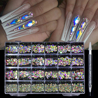 MF 24 Girds Strass pour ongles, formes variées, breloques métalliques de Noël, roue de décoration pour nail art, accessoires de bijoux 3D pour ongles