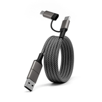 Câble de charge rapide magnétique 4-en-1 de 1 m, PD 60W, auto-enroulant, idéal pour les cadeaux promotionnels – Meilleures ventes
