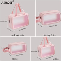 Sac Rose Transparent en PVC Étanche avec Fermeture Éclair pour Cosmétiques, Trousse de Voyage Personnalisable avec Votre Logo