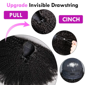 Peluca de cabello humano rizado birmano sin pegamento ni encaje, media peluca sin pegamento mejorada 3 en <span class=keywords><strong>1</strong></span> con cordón, extensiones de clip sin costuras, reversibles - Product Image 5