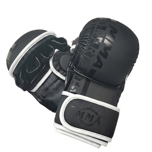 Auténticos <span class=keywords><strong>Guantes</strong></span> de Boxeo Negros UFC Personalizables para Adultos, de Cuero, para Muay Thai, MMA, Sanda, con Soporte, 12 oz, Pieza Individual, 600, Logotipo Personalizado - Product Image 2