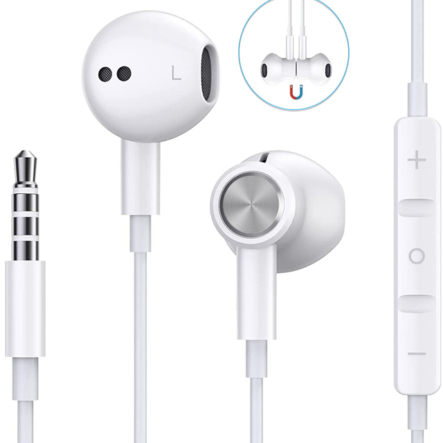 Wired Headphone 3.5mm Earbuds in Ear Magnetic Earphone  with Microphone for iPhone