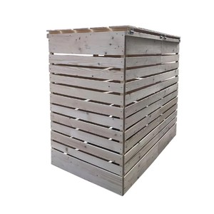 Poubelle de jardin extérieure en bois à <span class=keywords><strong>prix</strong></span> d'usine, bac de rangement polyvalent, abri en bois pour poubelles doubles à roulettes - Product Image 4