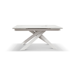 โต๊ะอาหารเซรามิกยืดหดได้ รุ่นฟรังโก ฐานเหล็กสีขาว สำหรับใช้ภายใน - Product Image 1