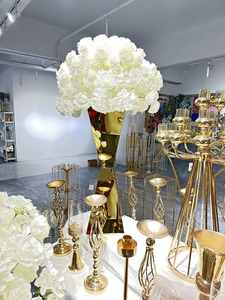 Support à fleurs rectangulaire doré HJ230168, centre de table pour mariage, support à fleurs en métal pour décoration de table de mariage - Product Image 6