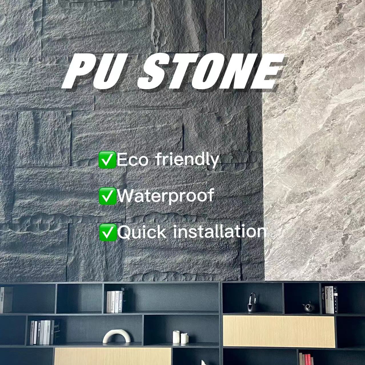 Outdoor PU Stone Panels Polyurethane Artificial Wall 1200 * 600mm 5mm