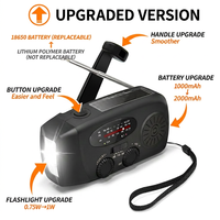Radio météo à manivelle 2000 mAh avec alerte météo NOAA, haut-parleur intégré, certifiée FCC pour kit de secours domestique et extérieur