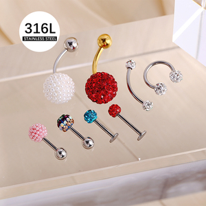 Summer Shiny Full Diamond Belly Ring <span class=keywords><strong>Piercing</strong></span> Jewelry Medical Steel Stainless Crystal Ball Belly Button Rings Women - Product Image 3