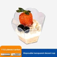 Vente en gros usine – Gobelets à dessert jetables transparents en plastique de 65 ml en forme de fleur pour mousses, parfaits, desserts aux fruits et desserts occidentaux