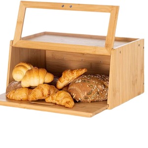 Caja de Almacenamiento de Pan de Bambú LCJG 40x25.1x19.8cm con Puerta, Mueble para Pan de Encimera de Cocina - Product Image 2