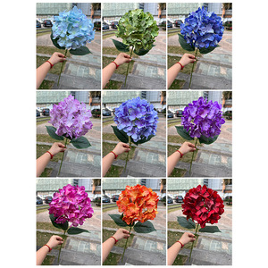 Venta al por mayor pintura al óleo de hortensia de <span class=keywords><strong>Ross</strong></span> de una sola cabeza decoración de fondo de camino de boda artificial competitivo nuevo para extranjeros - Product Image 4