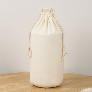 Custom Logo Size Reusable Cotton Drawstring Pouch Blank <b>Plain</b> Canvas Drawstring Bag <b>Candle</b> Round Bottom Gift Packaging Dust Bag - Product Image 3