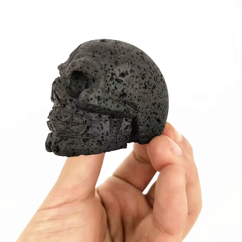 Hot selling natural hand carved black wood charcoal skulls crystal skulls for fengshui decoration