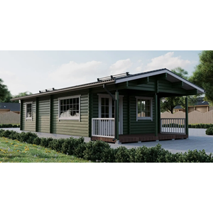 Casa Prefabricada Moderna de Madera Color Verde Oliva con Terraza Cubierta, Lista para Paneles Solares, Villa/Apartamento Contemporáneo Personalizable para Jardín - Product Image 1