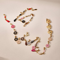 Ganku DIY Summer Beach Vacation Style Set de bijoux en acier inoxydable Bracelet Collier Pendentif en émail glaçure Accessoires multiples