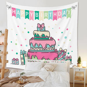 Joyeux anniversaire <span class=keywords><strong>tapisserie</strong></span> murale enfants chambre gâteau fête décoration fond anniversaire tapisseries - Product Image 2