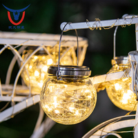 Guirlande lumineuse LED solaire en fil de cuivre IP65 pour extérieur, boule décorative craquelée, ampoule féerique, blanc chaud, lampe d'arbre pour Noël, jardin